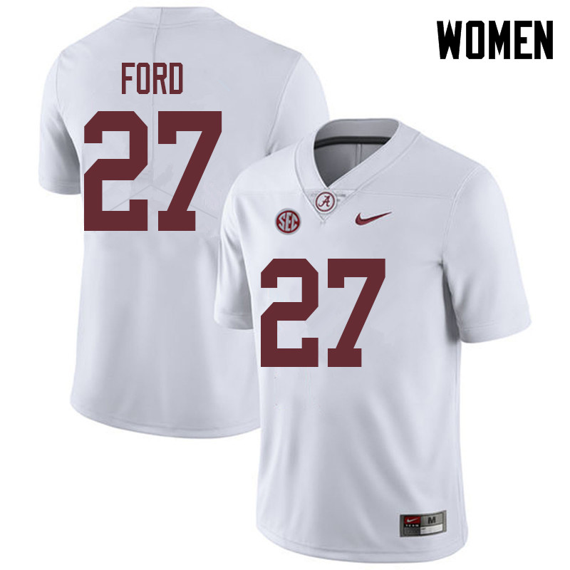Alabama Crimson Tide Women's Jerome Ford #27 White NCAA Nike Authentic Stitched 2018 College Football Jersey NY16W80ZK